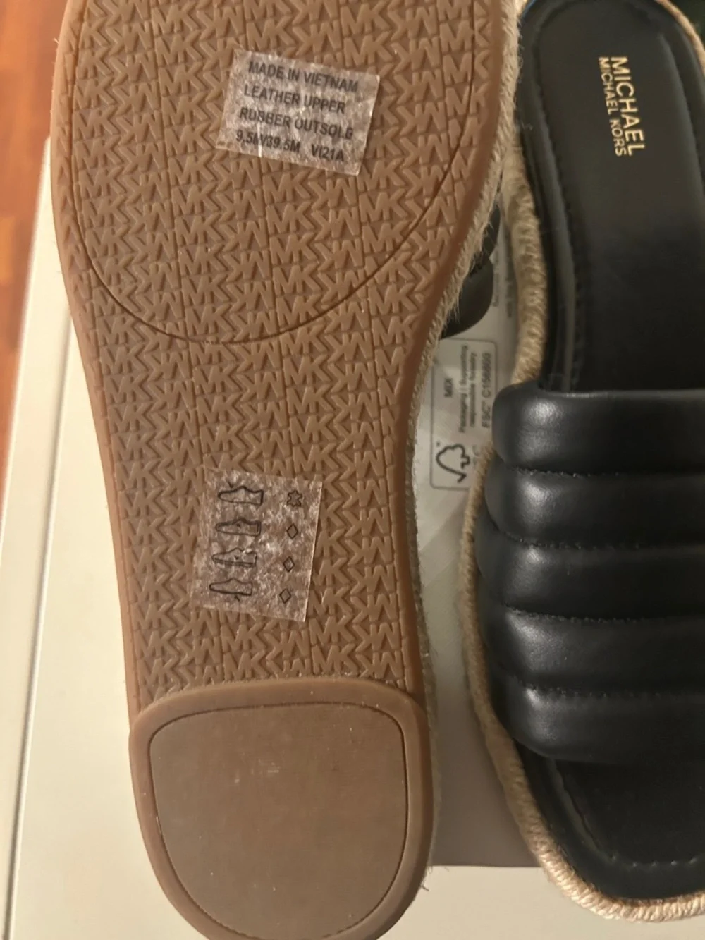 Michael Kors Black Quilted Espadrille Slide with Rope Trim - Picture 4 of 4